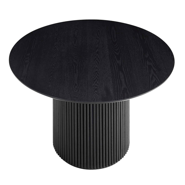 Maru Round Oak Pedestal Dining Table, Black