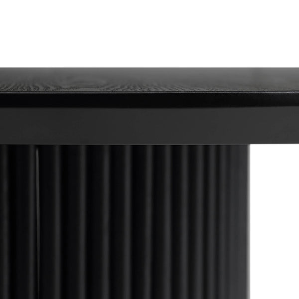 Maru Round Oak Pedestal Dining Table, Black