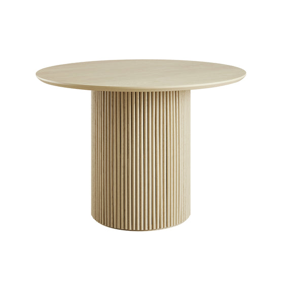 Maru Round Oak Pedestal Dining Table, Greige Oak