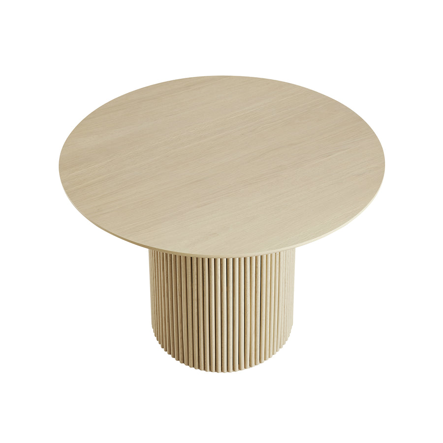 Maru Round Oak Pedestal Dining Table, Greige Oak