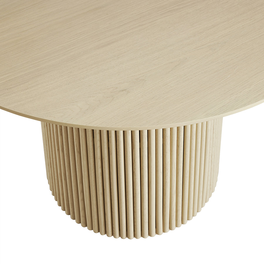 Maru Round Oak Pedestal Dining Table, Greige Oak