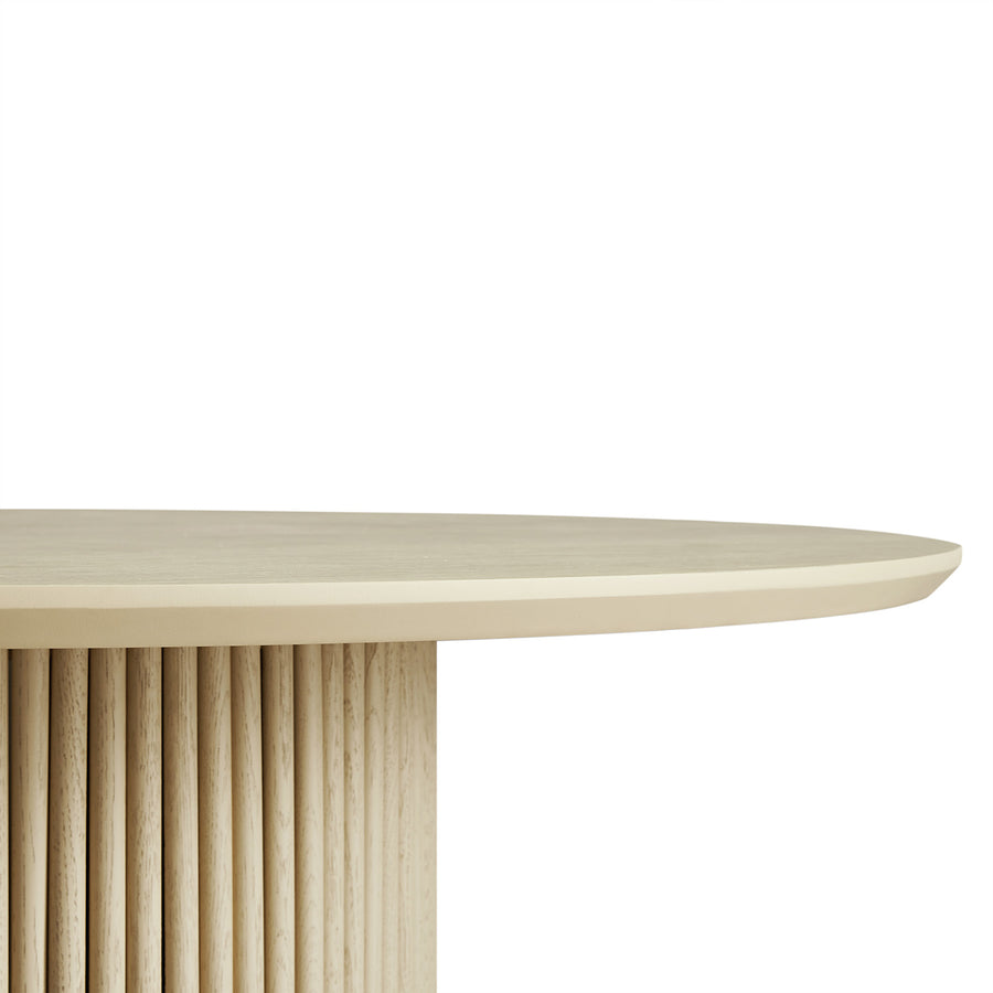 Maru Round Oak Pedestal Dining Table, Greige Oak