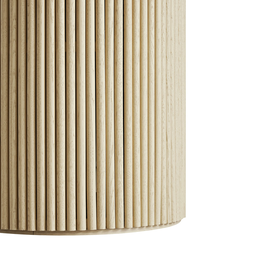 Maru Round Oak Pedestal Dining Table, Greige Oak