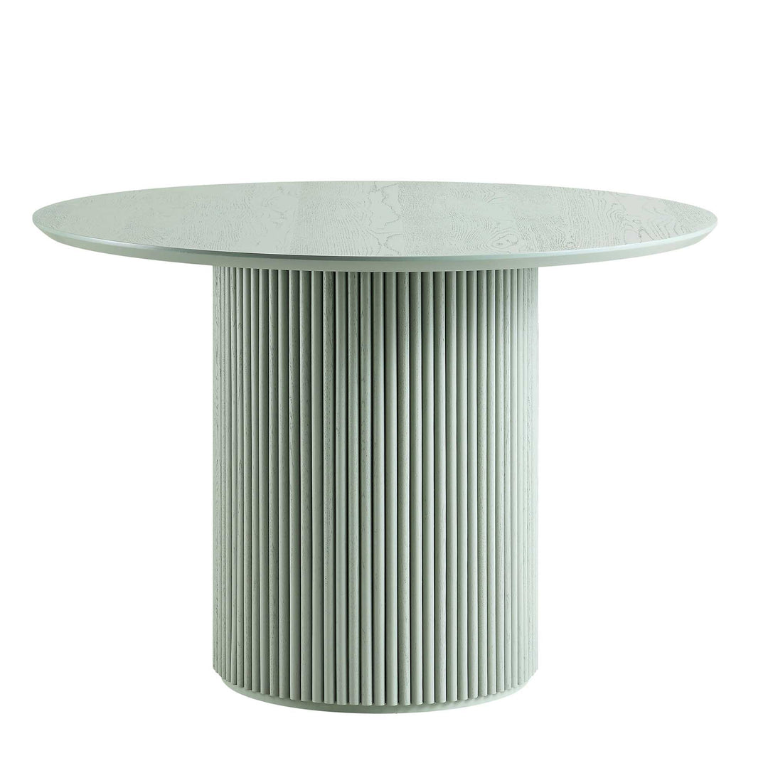 Maru Round Oak Pedestal Dining Table, Sage Green | daals