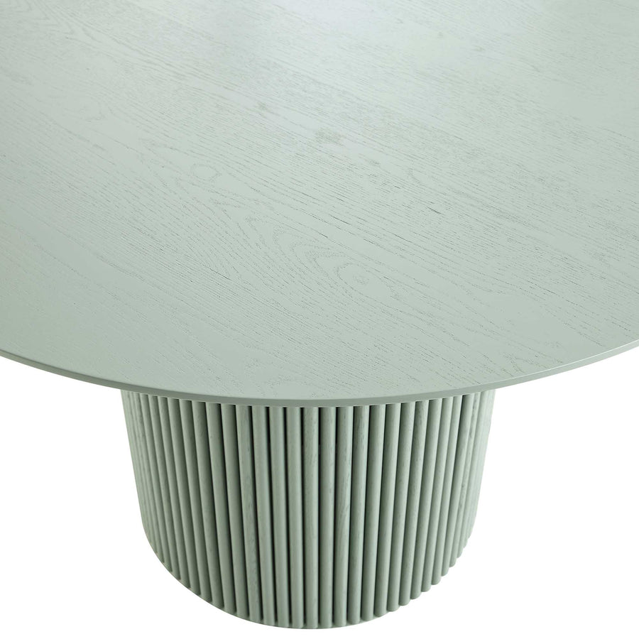 Maru Round Oak Pedestal Dining Table, Sage Green