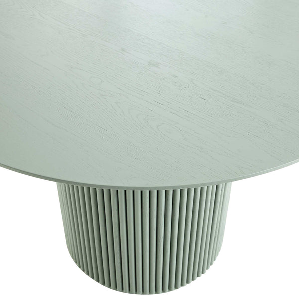 Maru Round Oak Pedestal Dining Table, Sage Green