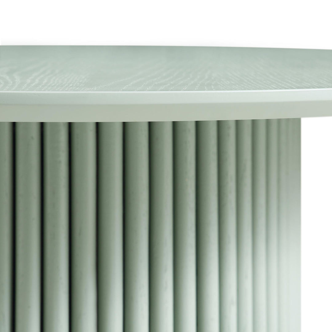 Maru Round Oak Pedestal Dining Table, Sage Green | daals