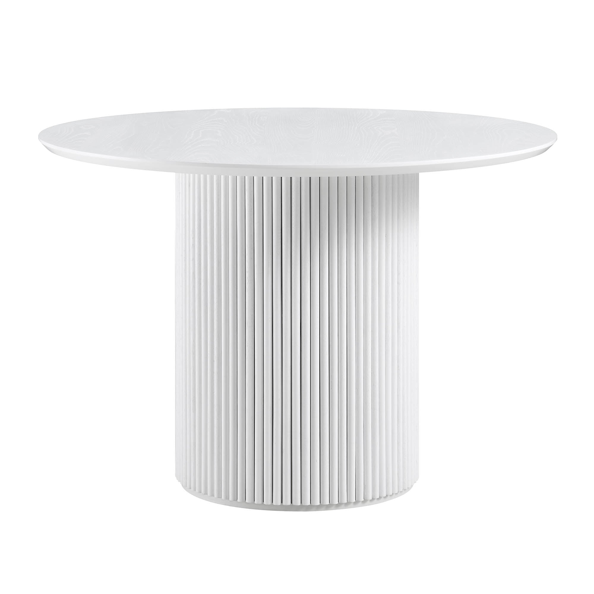 Maru Round Oak Pedestal Dining Table, Washed White