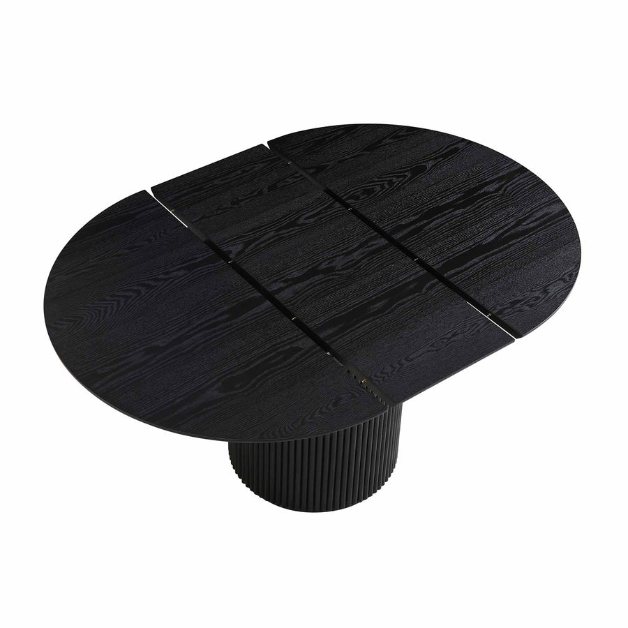 Maru Round 4-6 Seater Extending Oak Pedestal Dining Table, Black