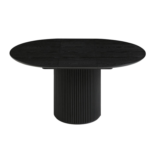 Maru Round 4-6 Seater Extending Oak Pedestal Dining Table, Black