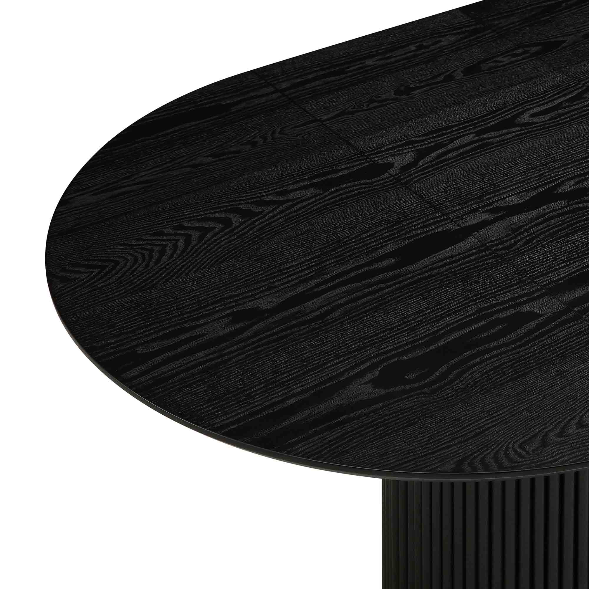 Maru Round 4-6 Seater Extending Oak Pedestal Dining Table, Black | daals