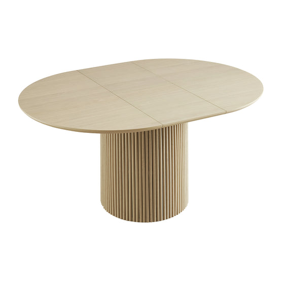 Maru Round 4-6 Seater Extending Oak Pedestal Dining Table, Greige Oak
