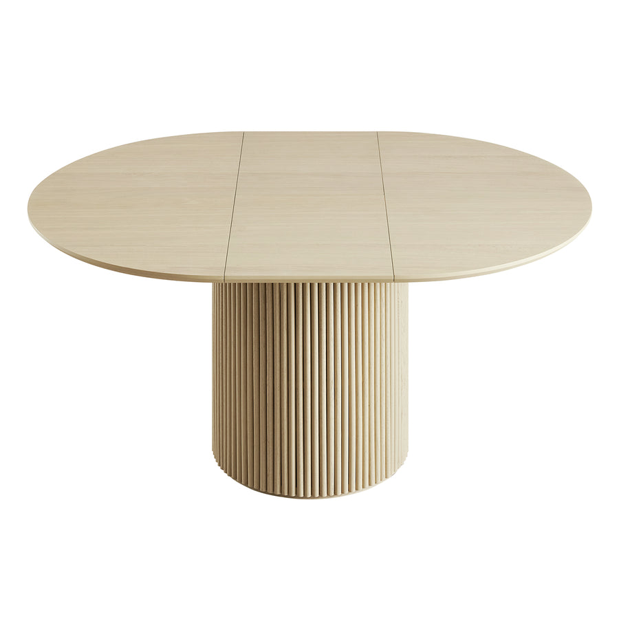 Maru Round 4-6 Seater Extending Oak Pedestal Dining Table, Greige Oak