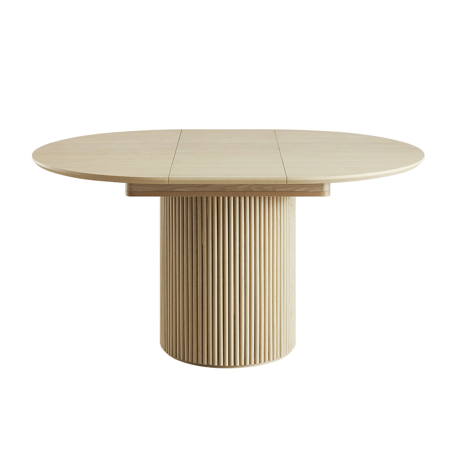 Maru Round 4-6 Seater Extending Oak Pedestal Dining Table, Greige Oak