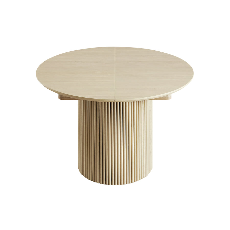 Maru Round 4-6 Seater Extending Oak Pedestal Dining Table, Greige Oak
