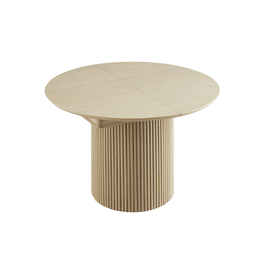 Maru Round 4-6 Seater Extending Oak Pedestal Dining Table, Greige Oak