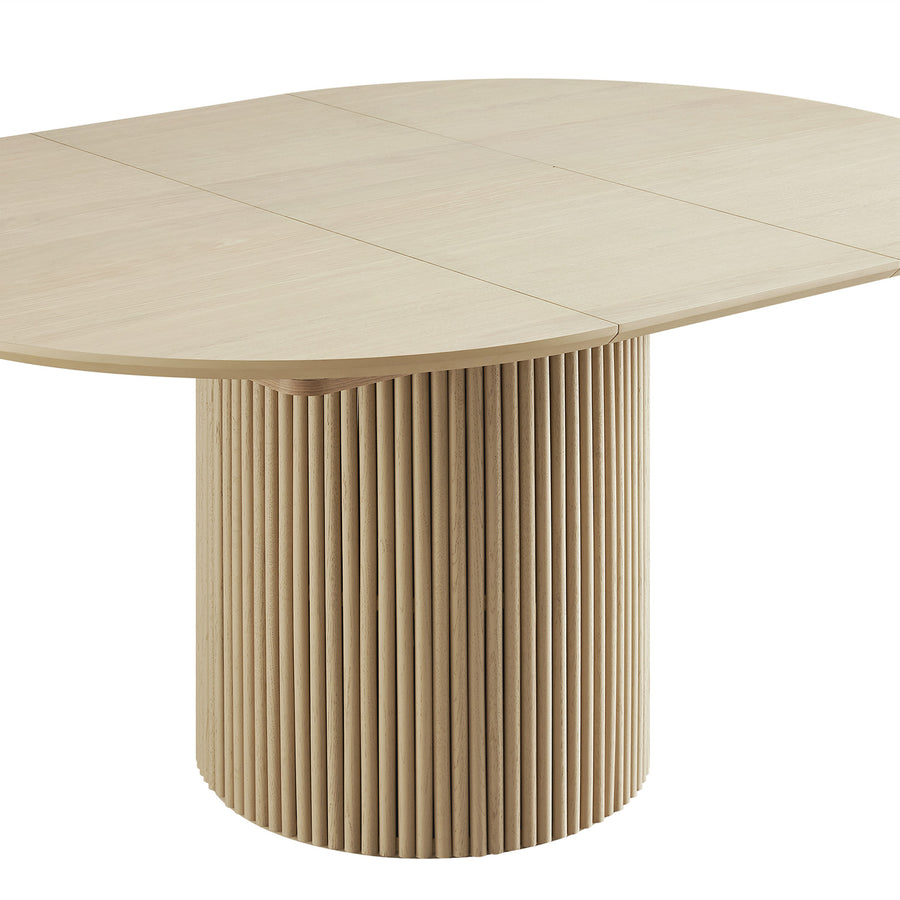 Maru Round 4-6 Seater Extending Oak Pedestal Dining Table, Greige Oak