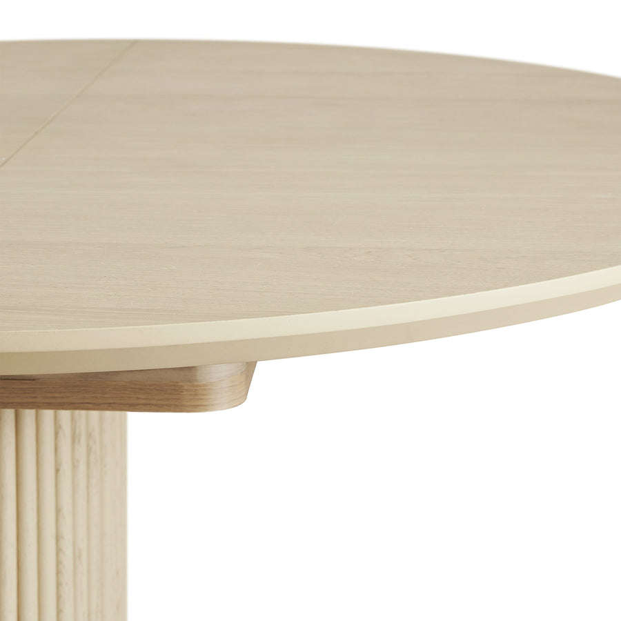Maru Round 4-6 Seater Extending Oak Pedestal Dining Table, Greige Oak