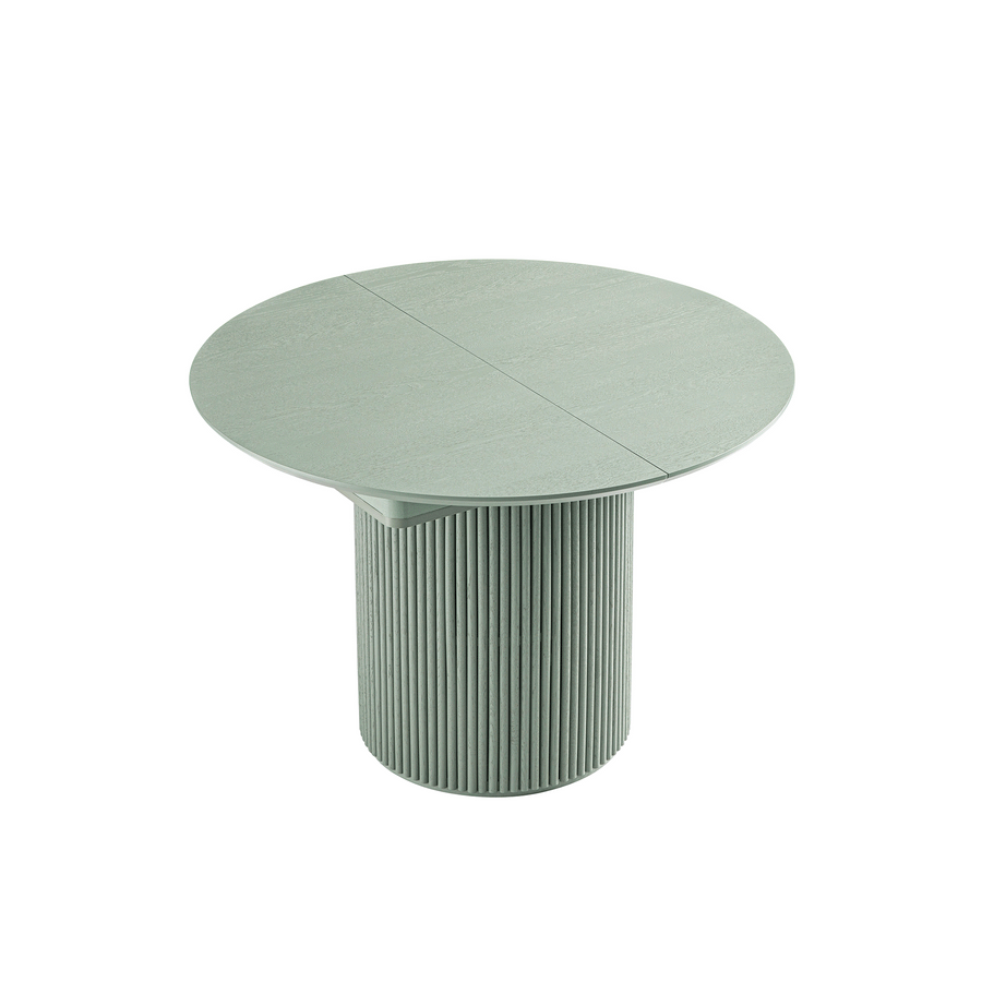 Maru Round 4-6 Seater Extending Oak Pedestal Dining Table, Sage Green