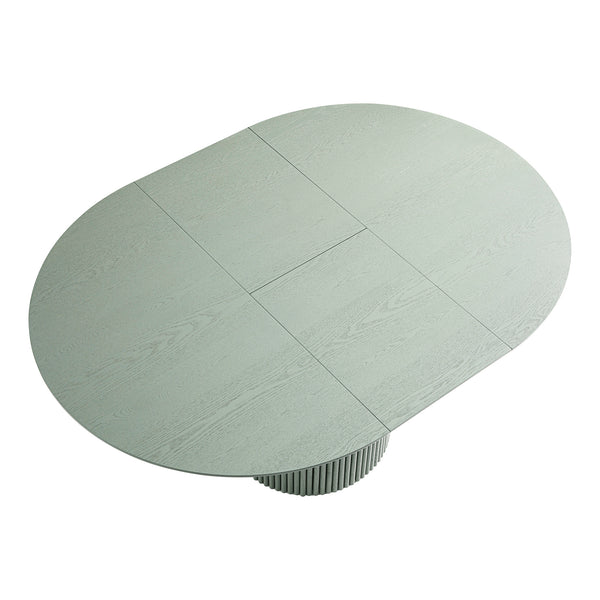 Maru Round 4-6 Seater Extending Oak Pedestal Dining Table, Sage Green