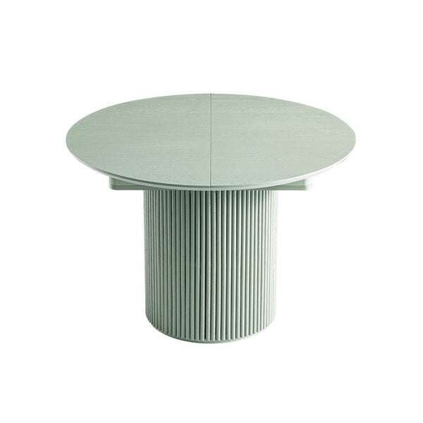 Maru Round 4-6 Seater Extending Oak Pedestal Dining Table, Sage Green