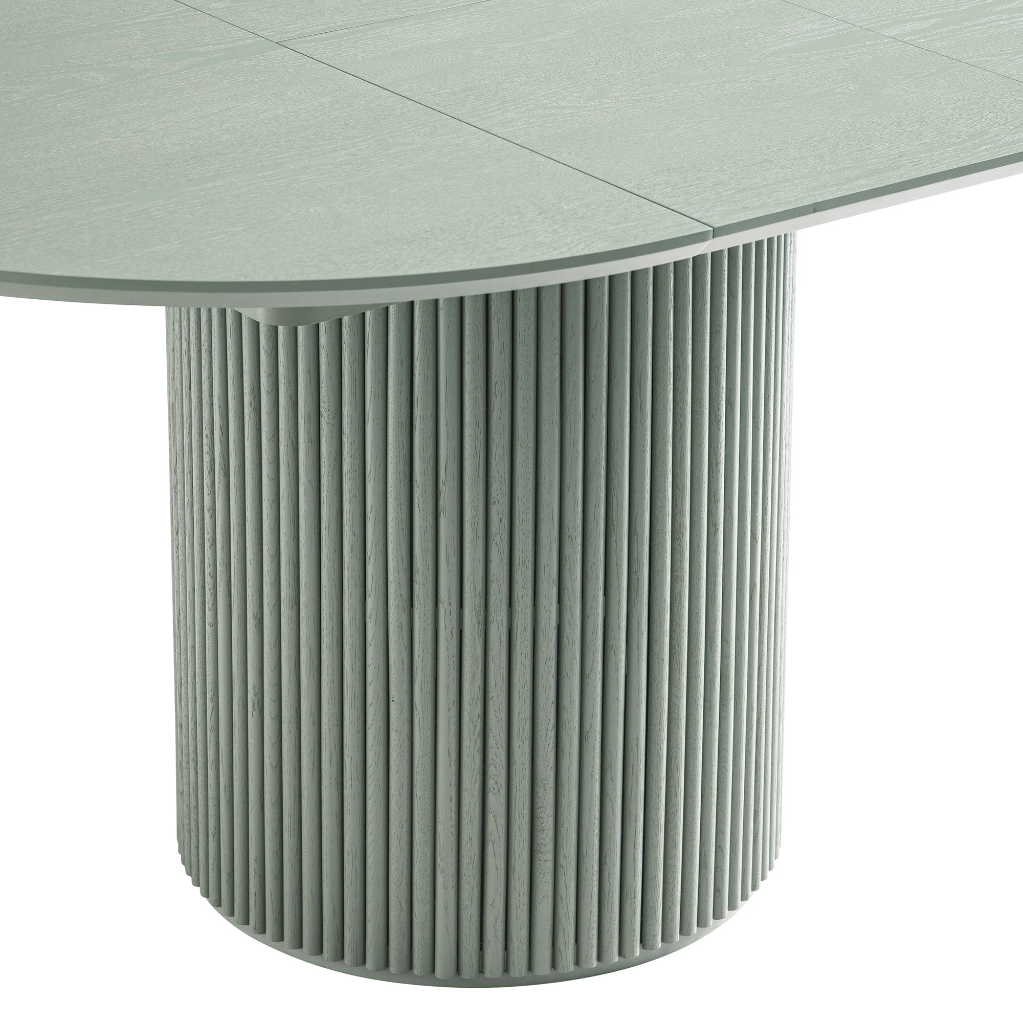Maru Round 4-6 Seater Extending Oak Pedestal Dining Table, Sage Green ...