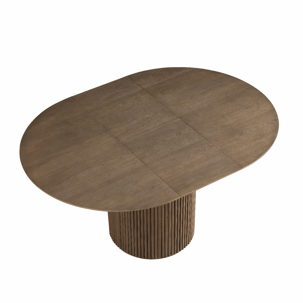 Maru Round 4-6 Seater Extending Oak Pedestal Dining Table, Silver Oak ...
