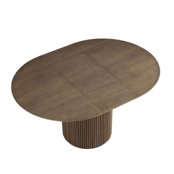 Maru Round 4-6 Seater Extending Oak Pedestal Dining Table, Silver Oak
