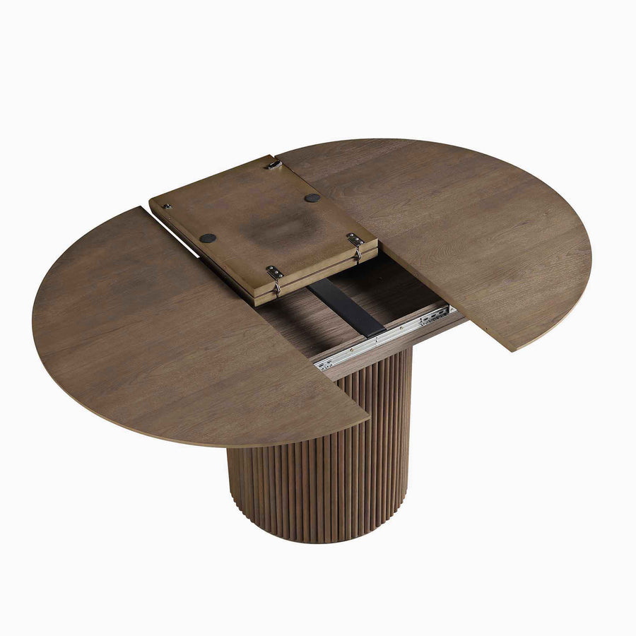 Maru Round 4-6 Seater Extending Oak Pedestal Dining Table, Silver Oak