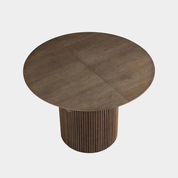 Maru Round 4-6 Seater Extending Oak Pedestal Dining Table, Silver Oak