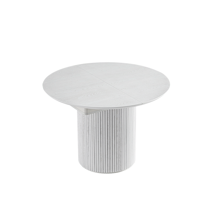 Maru Round 4-6 Seater Extending Oak Pedestal Dining Table, Washed White