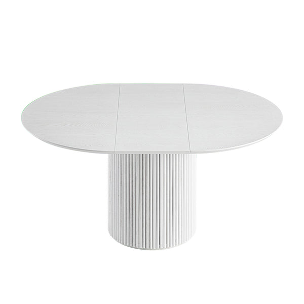 Maru Round 4-6 Seater Extending Oak Pedestal Dining Table, Washed White