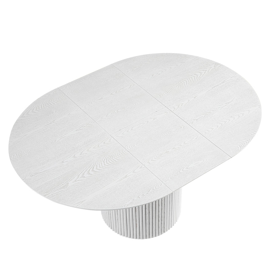 Maru Round 4-6 Seater Extending Oak Pedestal Dining Table, Washed White