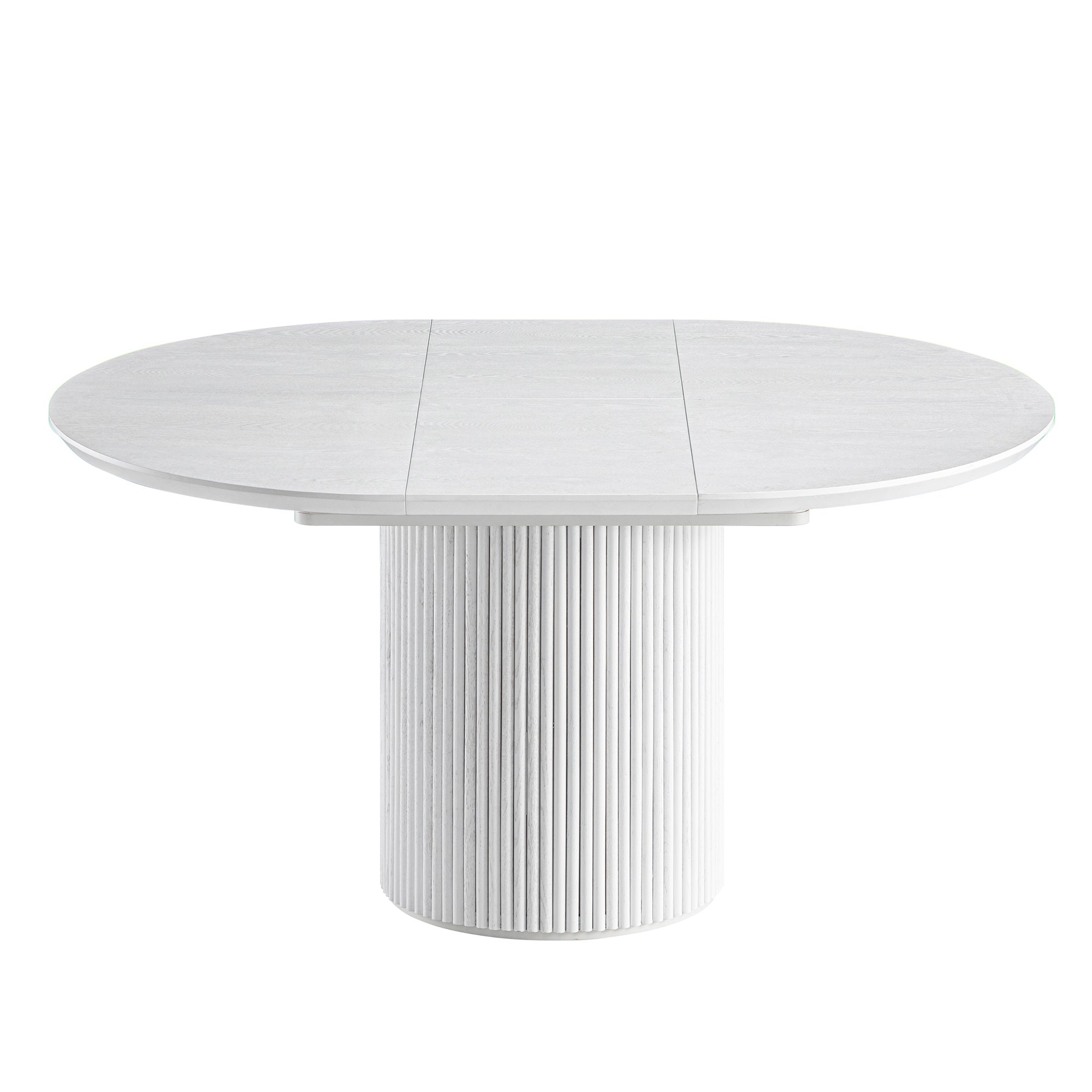 Maru Round 4-6 Seater Extending Oak Pedestal Dining Table, Washed White