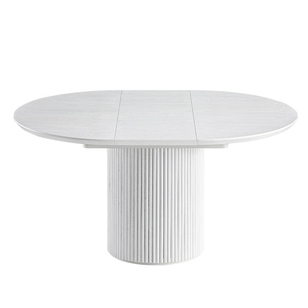 Maru Round 4-6 Seater Extending Oak Pedestal Dining Table, Washed White