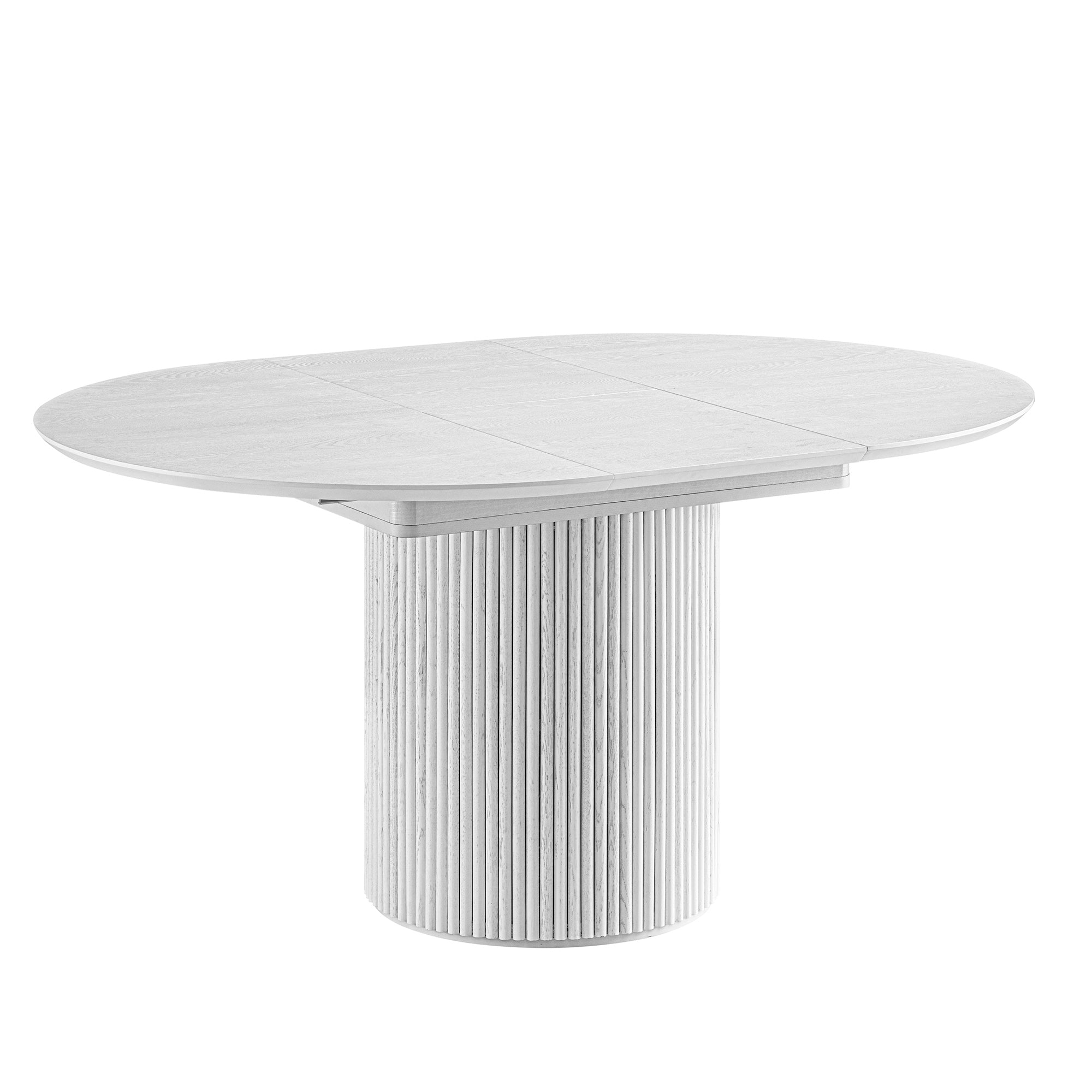 Maru Round 4-6 Seater Extending Oak Pedestal Dining Table, Washed Whit ...
