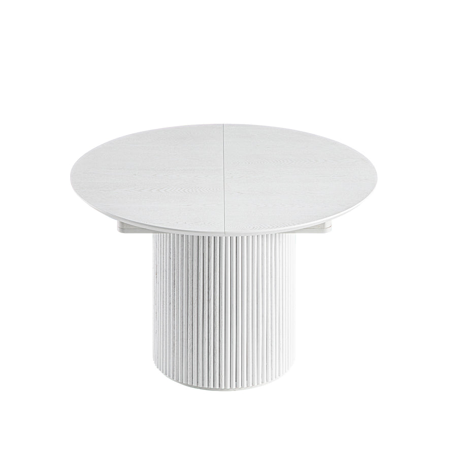 Maru Round 4-6 Seater Extending Oak Pedestal Dining Table, Washed White