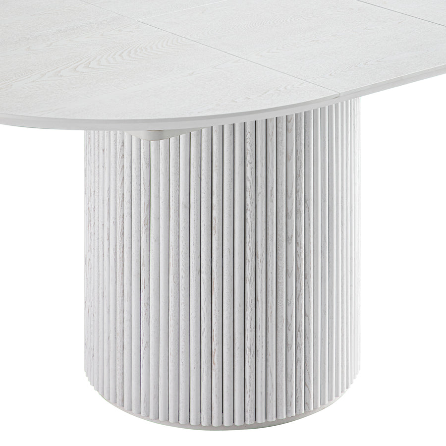 Maru Round 4-6 Seater Extending Oak Pedestal Dining Table, Washed White