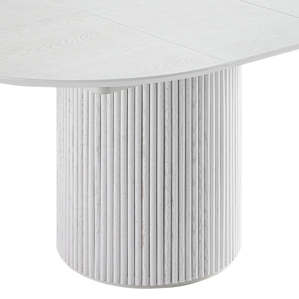 Maru Round 4-6 Seater Extending Oak Pedestal Dining Table, Washed White