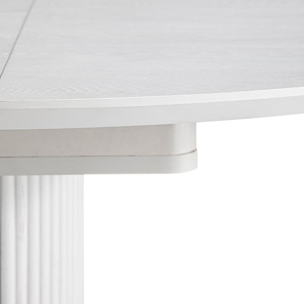 Maru Round 4-6 Seater Extending Oak Pedestal Dining Table, Washed White