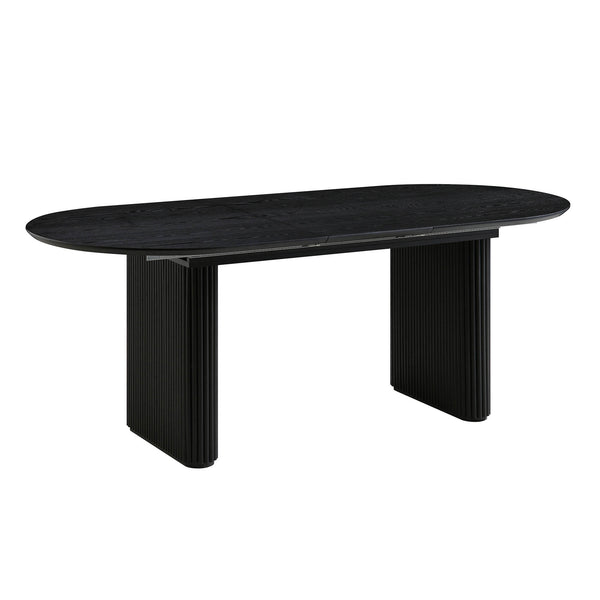 Maru Oval 6-8 Seater Extending Oak Pedestal Dining Table, Black