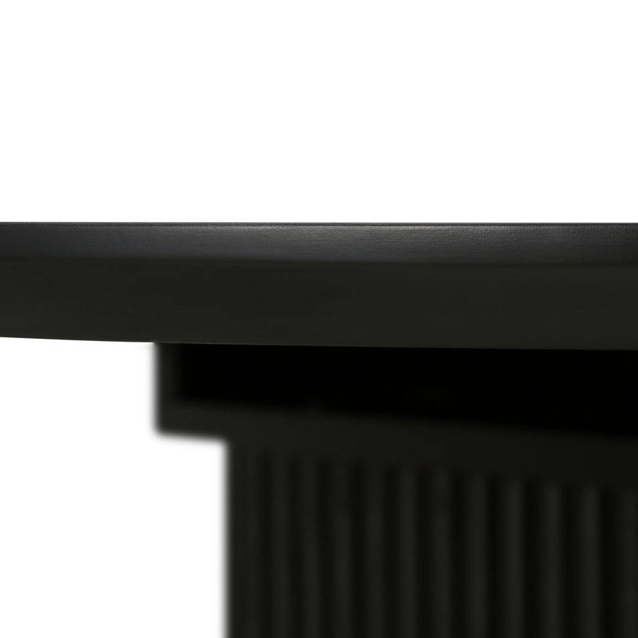 Maru Oval 6-8 Seater Extending Oak Pedestal Dining Table, Black