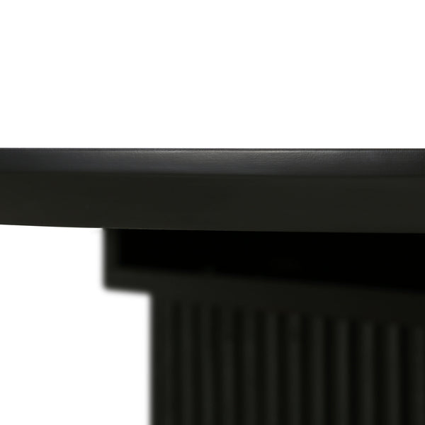 Maru Oval 6-8 Seater Extending Oak Pedestal Dining Table, Black