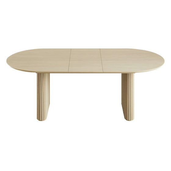 Maru Oval 6-8 Seater Extending Oak Pedestal Dining Table, Greige Oak
