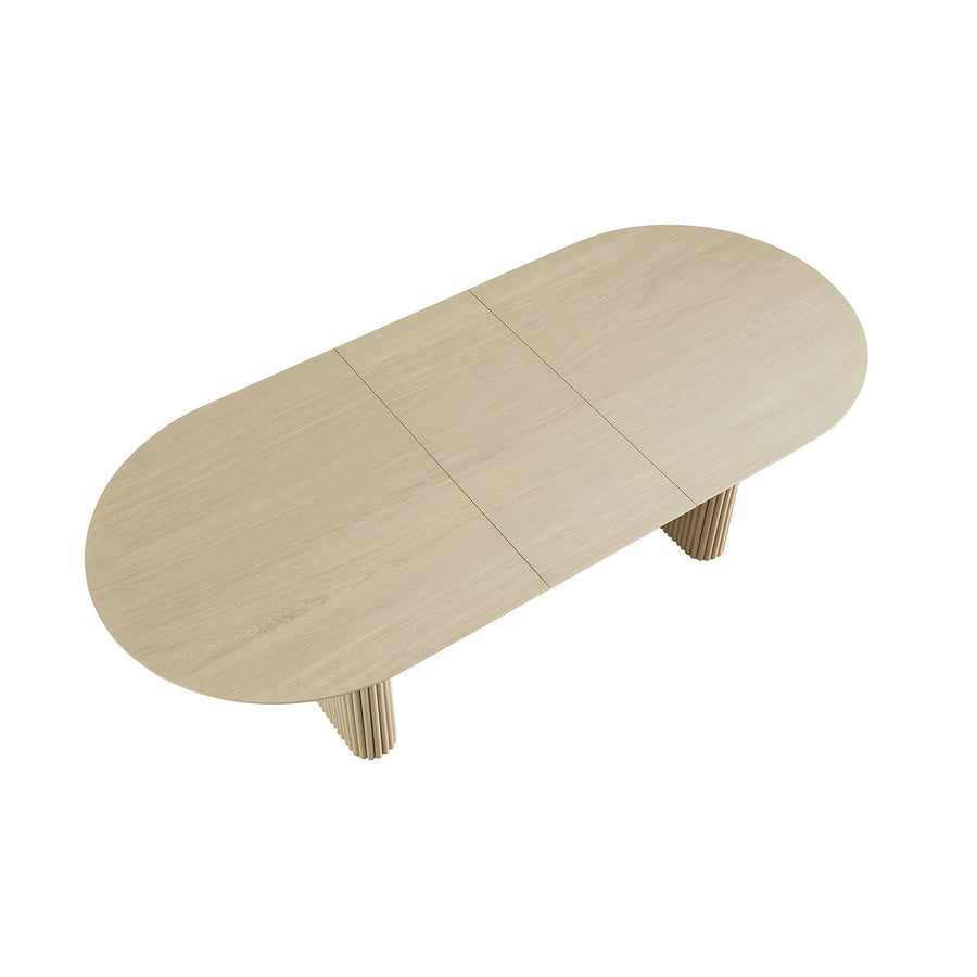 Maru Oval 6-8 Seater Extending Oak Pedestal Dining Table, Greige Oak
