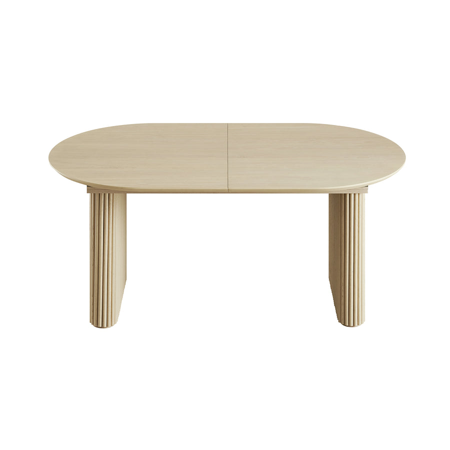 Maru Oval 6-8 Seater Extending Oak Pedestal Dining Table, Greige Oak