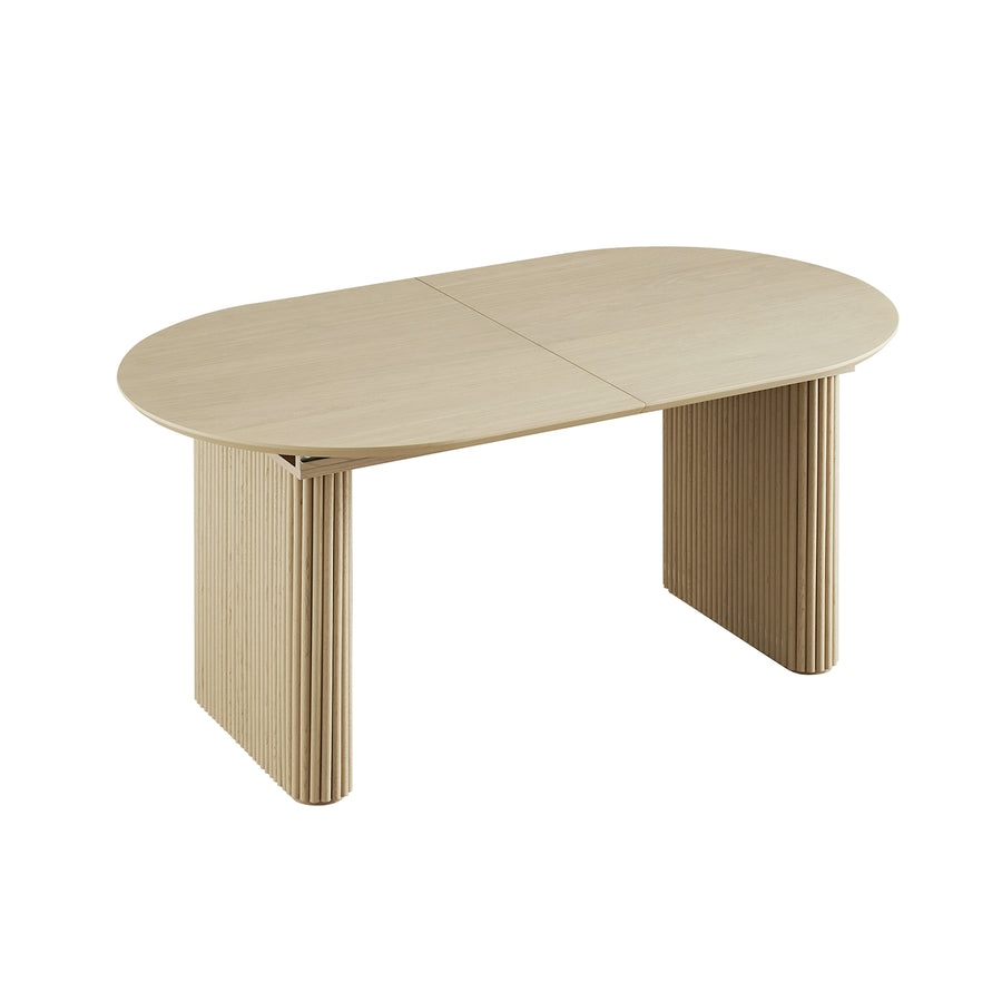 Maru Oval 6-8 Seater Extending Oak Pedestal Dining Table, Greige Oak