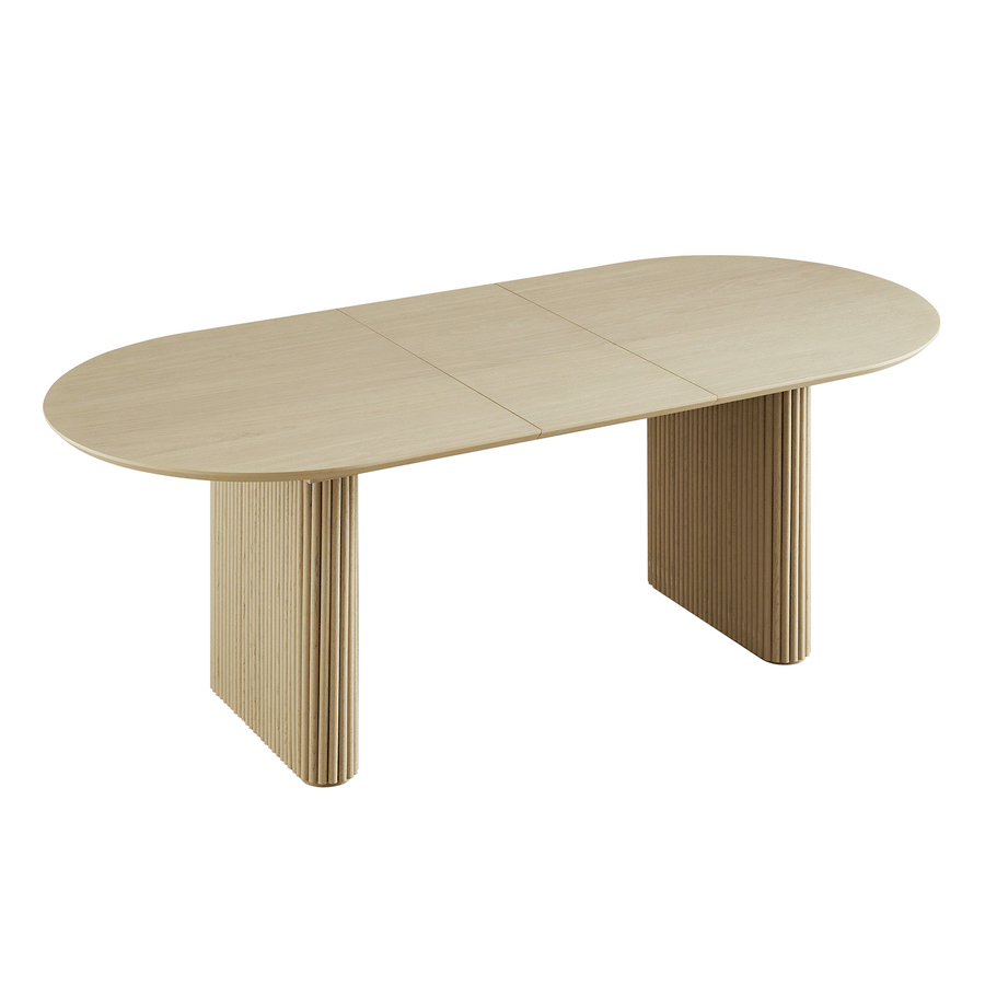 Maru Oval 6-8 Seater Extending Oak Pedestal Dining Table, Greige Oak