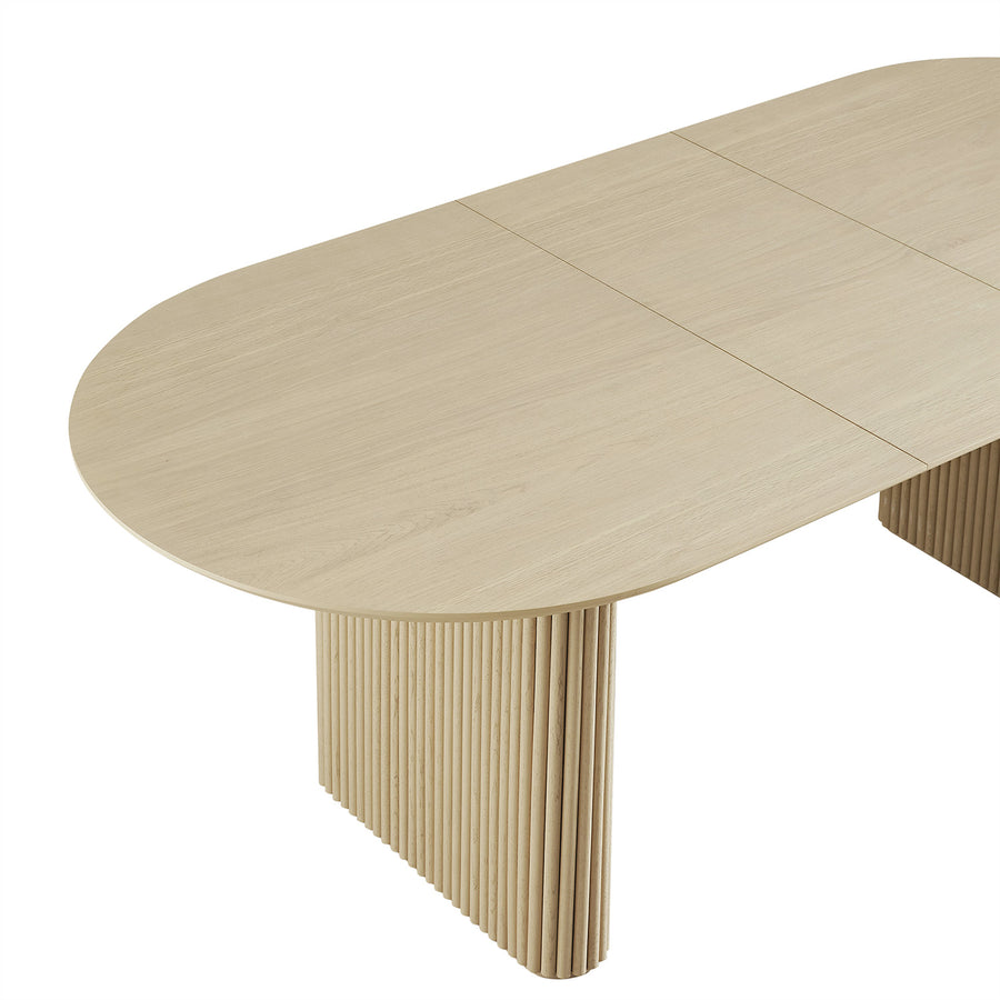Maru Oval 6-8 Seater Extending Oak Pedestal Dining Table, Greige Oak