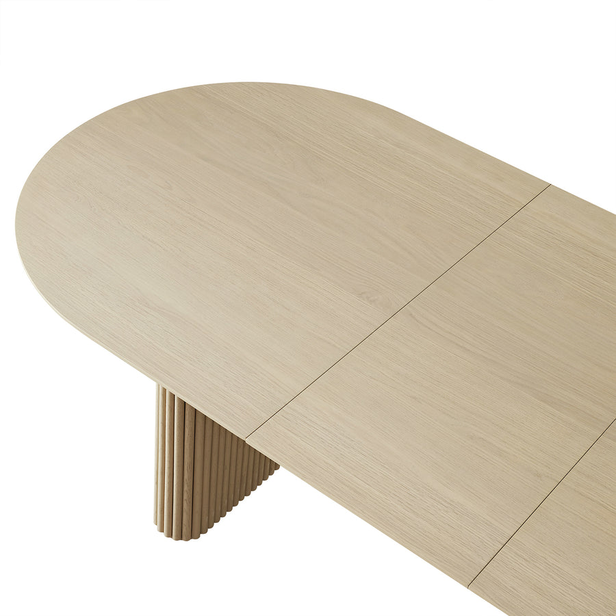 Maru Oval 6-8 Seater Extending Oak Pedestal Dining Table, Greige Oak